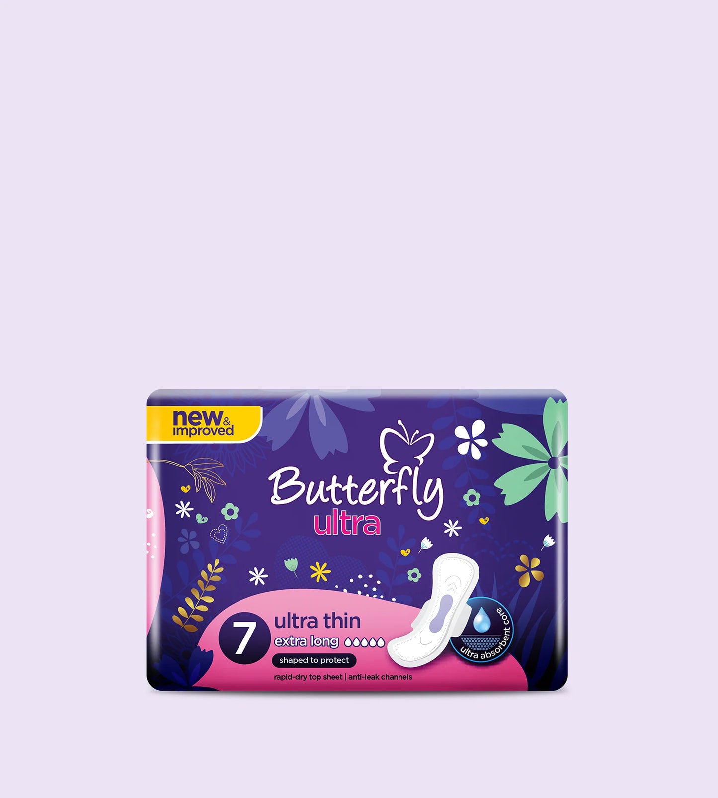Butterfly Ultra-Thin Economy Pack Sanitary Pads Extra Long 7 Pcs 8 Pcs